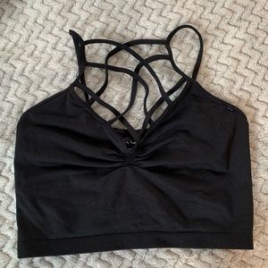 Black aqua bra cross top one size